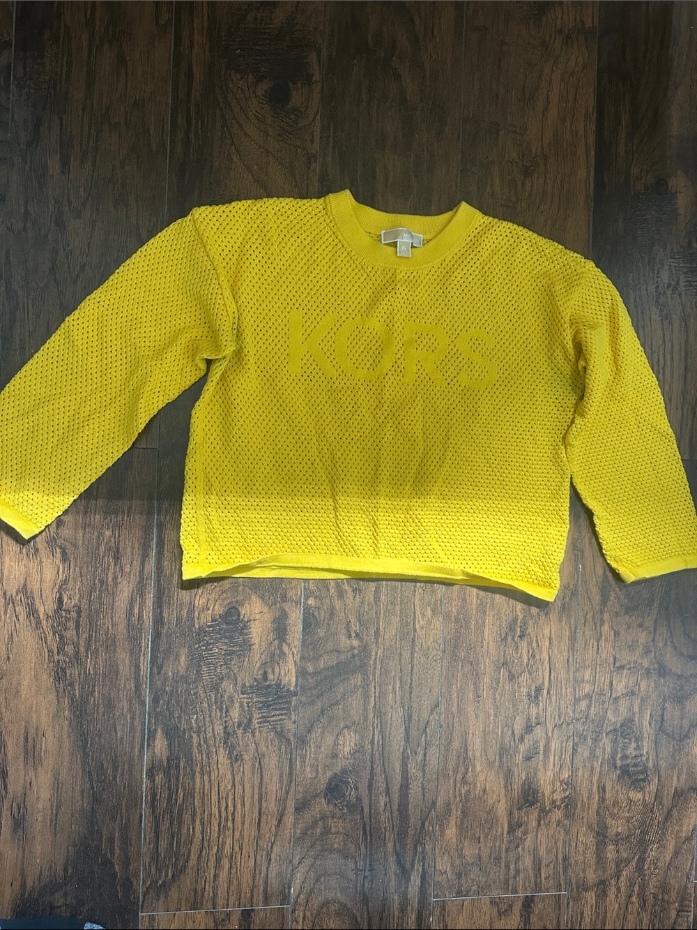 Michael Kors Yellow Mesh KORS Crop Sweatshirt